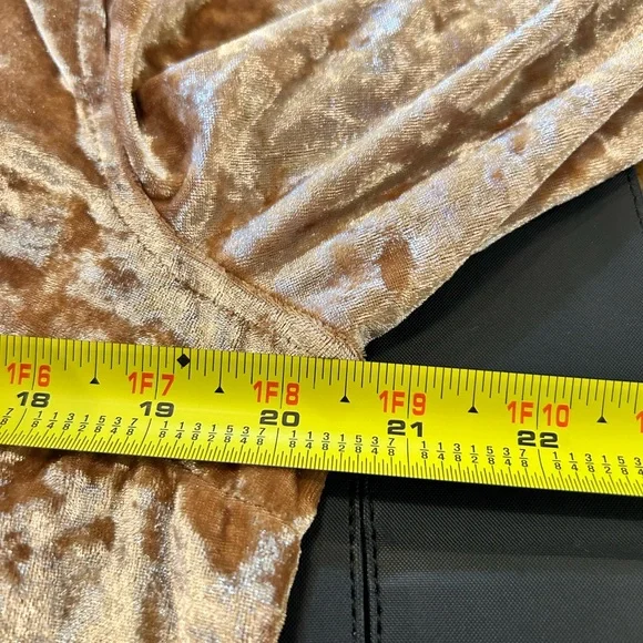 Crushed Velvet Button-Down Shirt - Gold/Tan - Picture 5 of 5